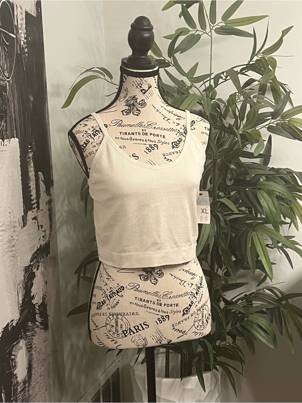Primark Cream Ribbed Cropped Tank Top